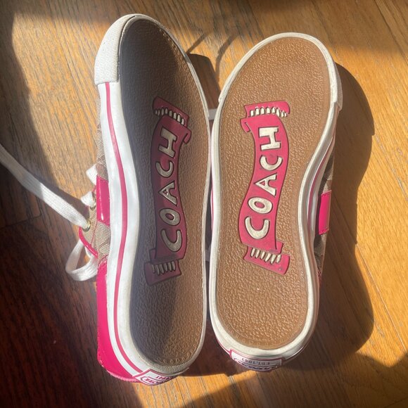 Coach Fillmore Sneakers Size 7.5 Signature Canvas and Pink - Picture 6 of 8